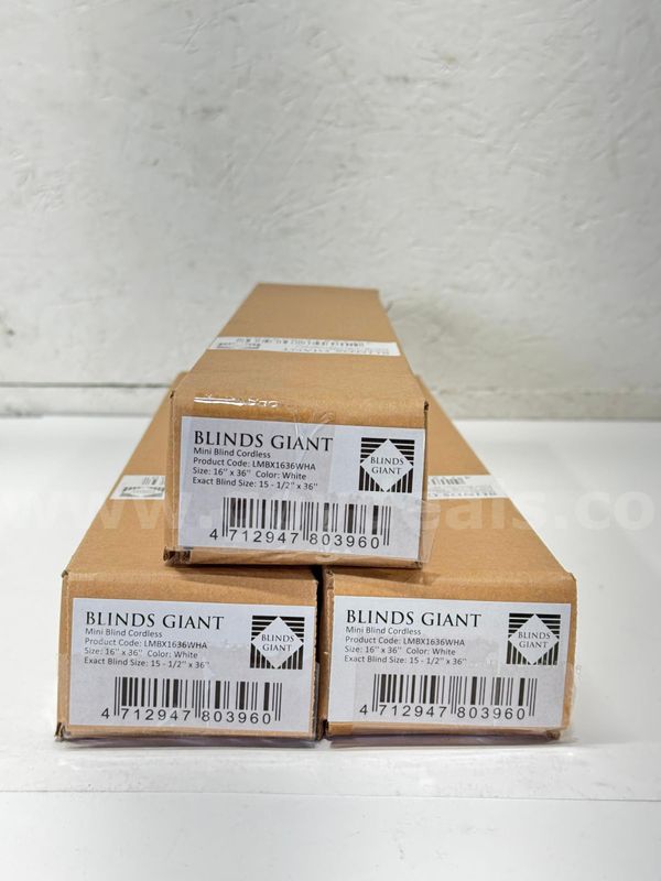 Brand New - 2PCS - Blinds Giant, 1" Cordless Mini Blind 16"(W) X 36"(L), White - Shipping Available