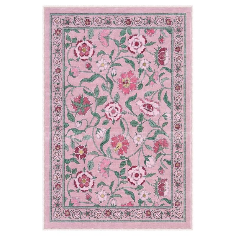 Brand New - Floral Rugs 5'x7' Ultra-Thin Soft Washable Bedroom Area Rug, Non-Slip, Pink- Shipping Available