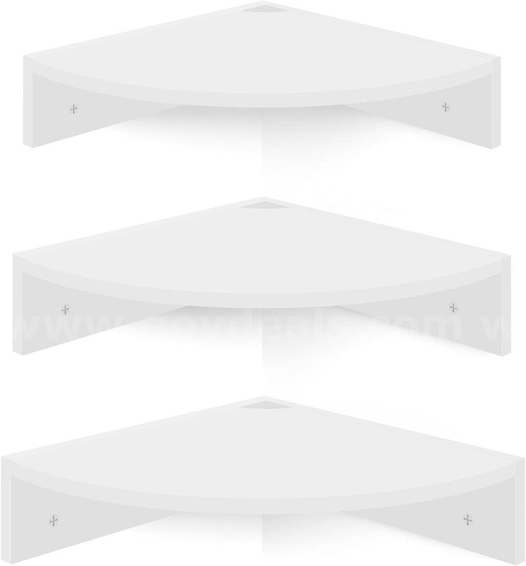 Brand New - Set of 3 Wood Corner Wall Shelves with Wire Hole, 12 Inch, White - Shipping Available
