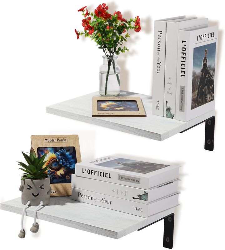 Brand New - Floating Shelves Wall Mounted Rustic Wood, 12In Deep, Large Capacity, Retro White - Shipping Available