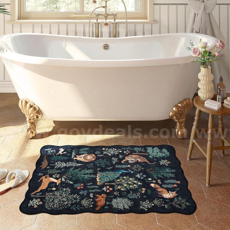 Brand New - 2'x3' Washable Rug, Cute Ulta-Thin Indoor Mats for Entryway Non-Slip, Black - Shipping Available