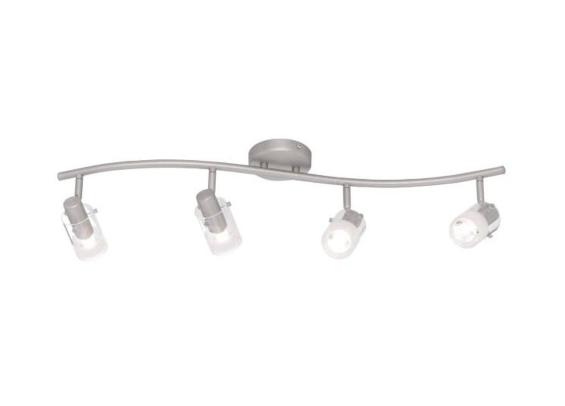 Brand New - 4-Light Brushed Steel Wave Bar Track Lighting Fixture with Cylinder Glass Shades - Shipping Available