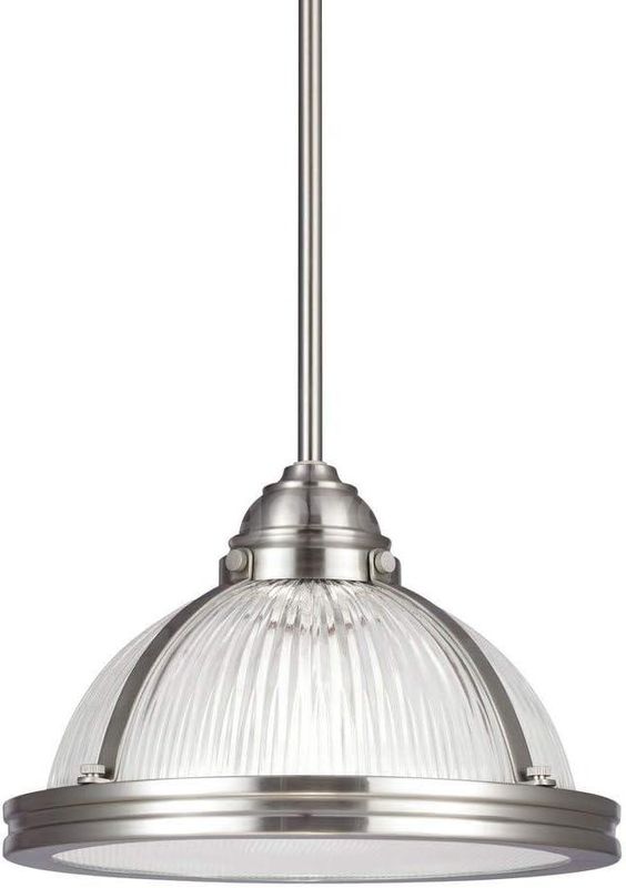 Brand New - Pratt Street Prismatic 1 -Light Brushed Nickel Ribbed glass Dome Small Hanging Single - Shipping Available