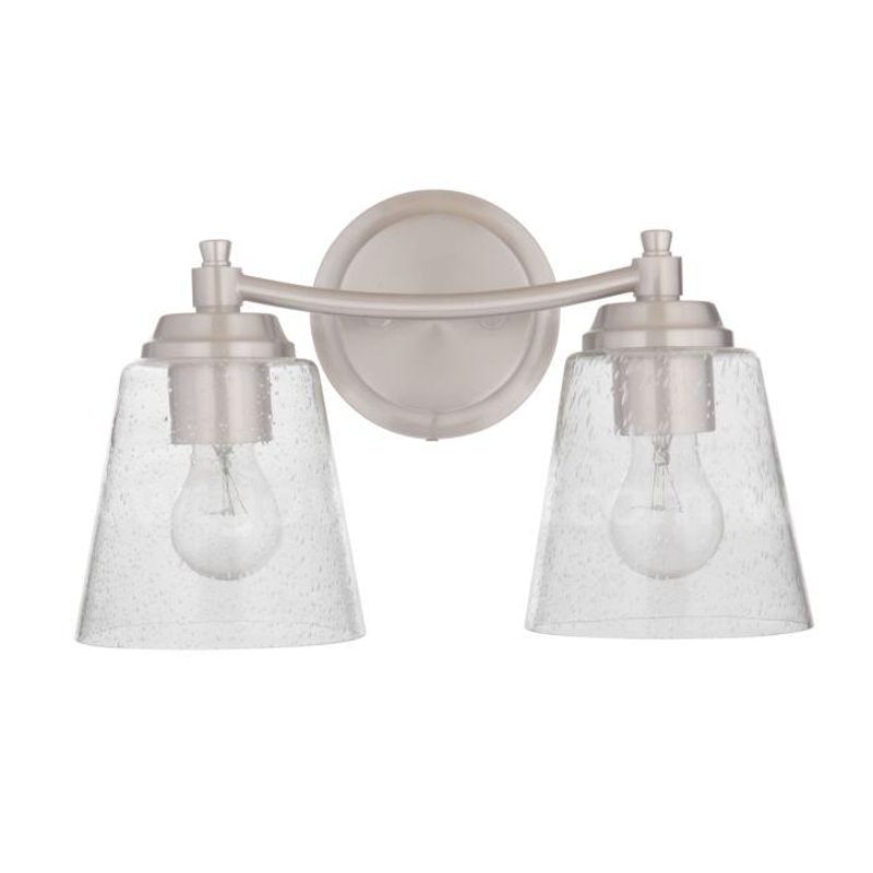 Brand New - Tyler 2 Light 14 inch Brushed Polished Nickel Vanity Light Wall Light in Clear Seeded - Shipping Available