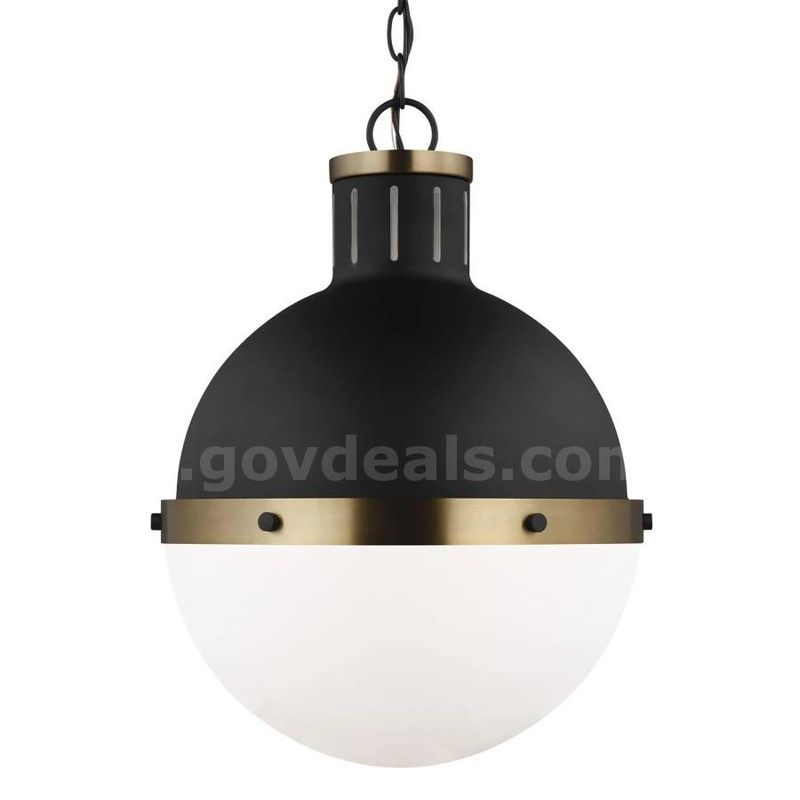 Brand New - Hanks Medium 1-Light Midnight Black Globe Pendant Light with Smooth White Glass Shade - Shipping Available
