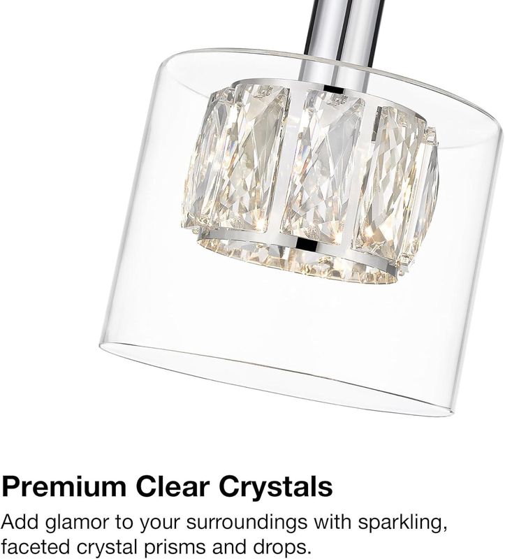 Brand New - 1-Light Mini Pendant Integrated LED with Crystal and Glass Shade in Chrome Finish - Shipping Available