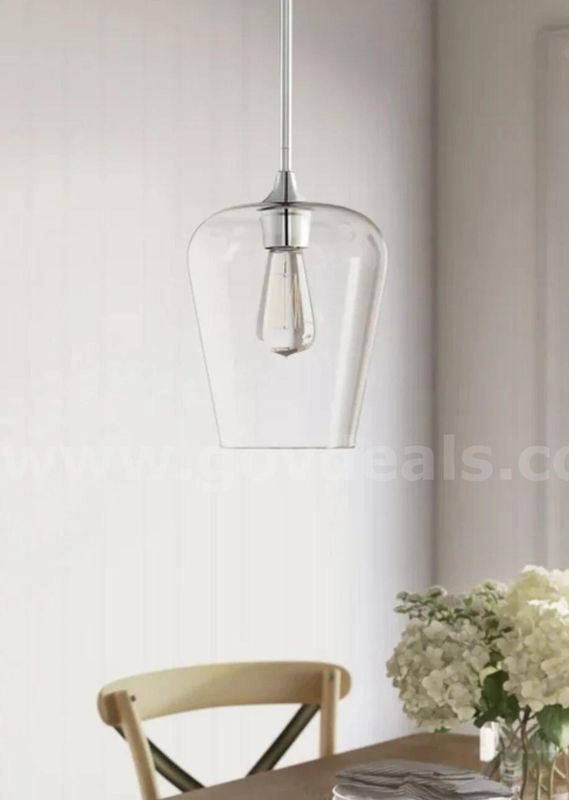 Brand New - 4PC - Pendant Light, 1LT, Chrome Finish, Clear Glass Shade, LFP 501182 - Shipping Available