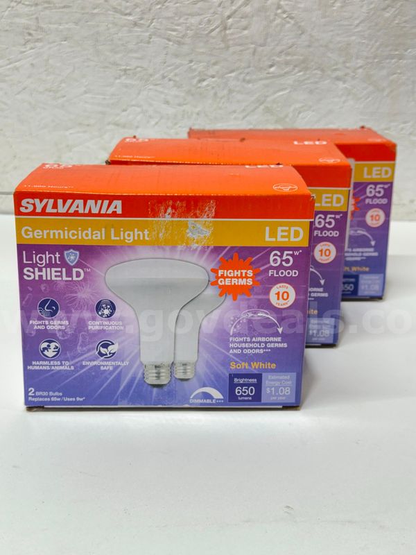 Brand New - 3 Pack - Sylvania Light Shield Germicidal Light LED 65W Soft White BR30 Bulbs- Shipping Available