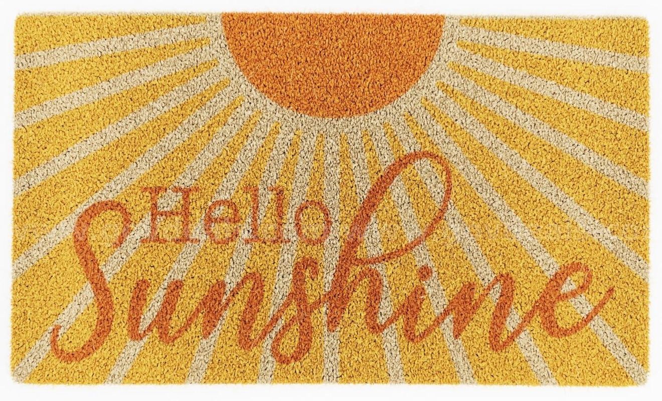 Brand New - Hello Sunshine, Natural Coir Fiber Doormat, Anti-Slip Mat Back - Shipping Available
