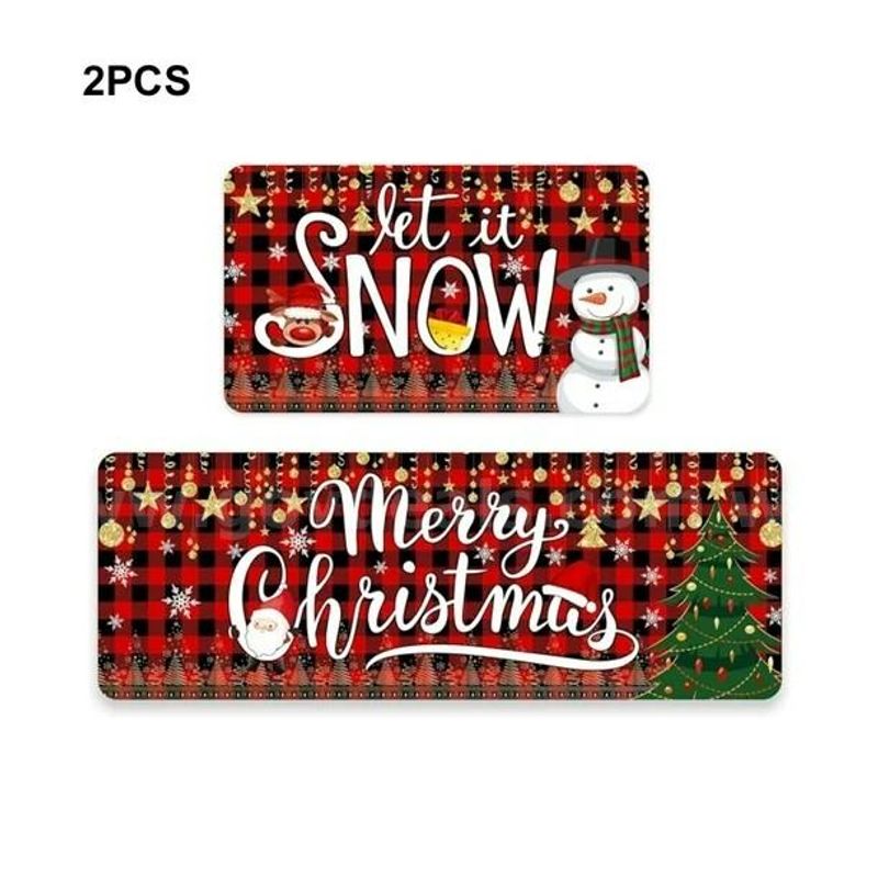 Brand New - 2PCS - Christmas Kitchen Mat Non-Slip And Easy To Clean - Shipping Available