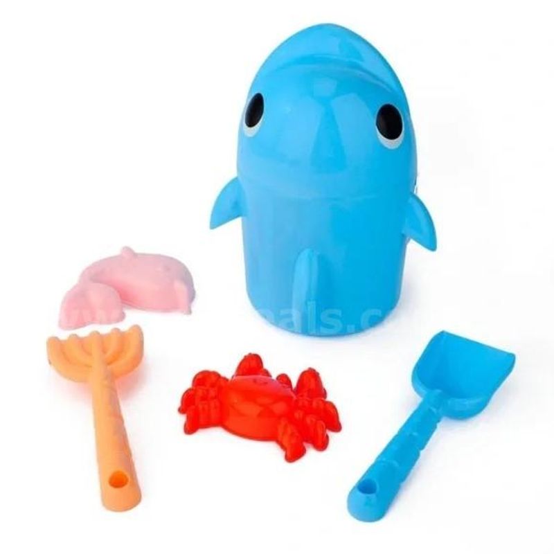 Brand New - Beach Bucket with/ Sand Toys, 5 pc set, Dolphin Design - Shipping Available