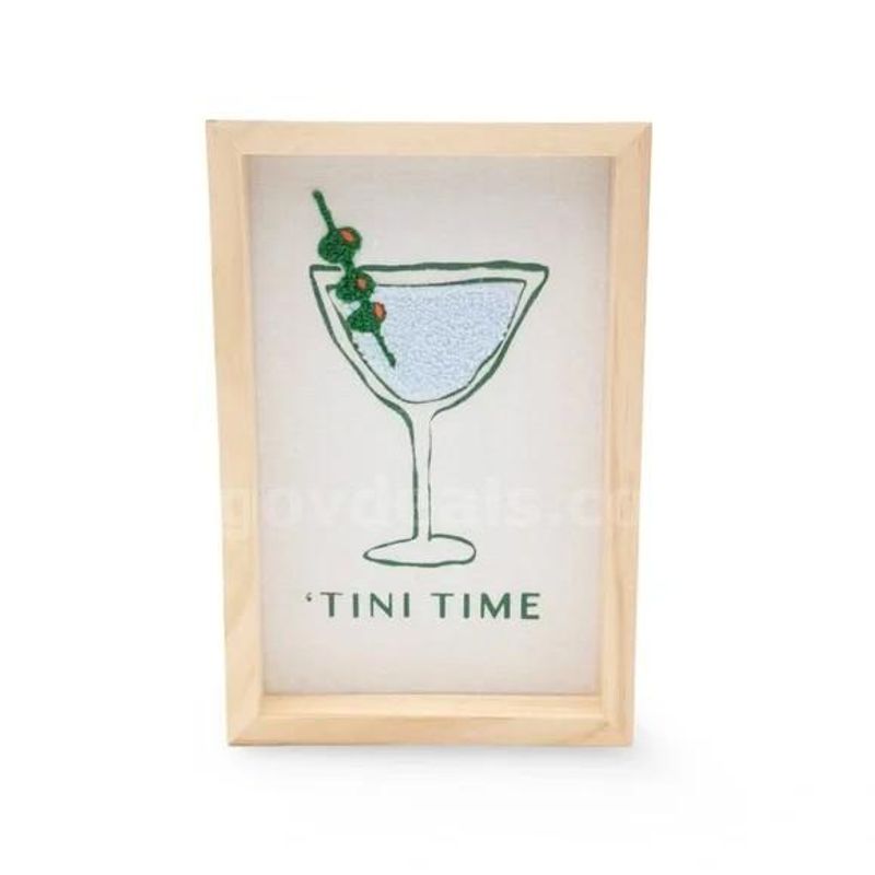 Brand New - Summer Blue Martini Tufted ‘Tini Time Wood Wall Decor - Shipping Available