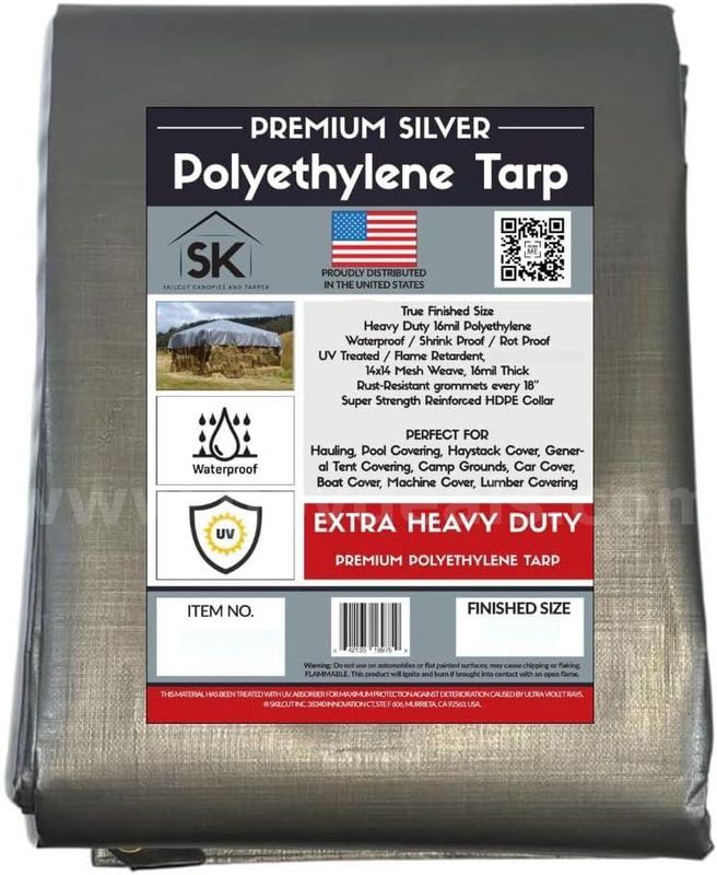 Brand New - 10"x12" Silver Extra Heavy Duty 16 Mil Poly Tarp Canopy/Cover/Industrial/Agricultural - Shipping Available