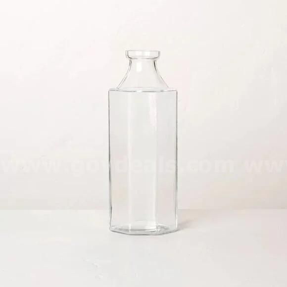 Brand New - Octagonal Clear Glass Bottle Vase - Shipping Available