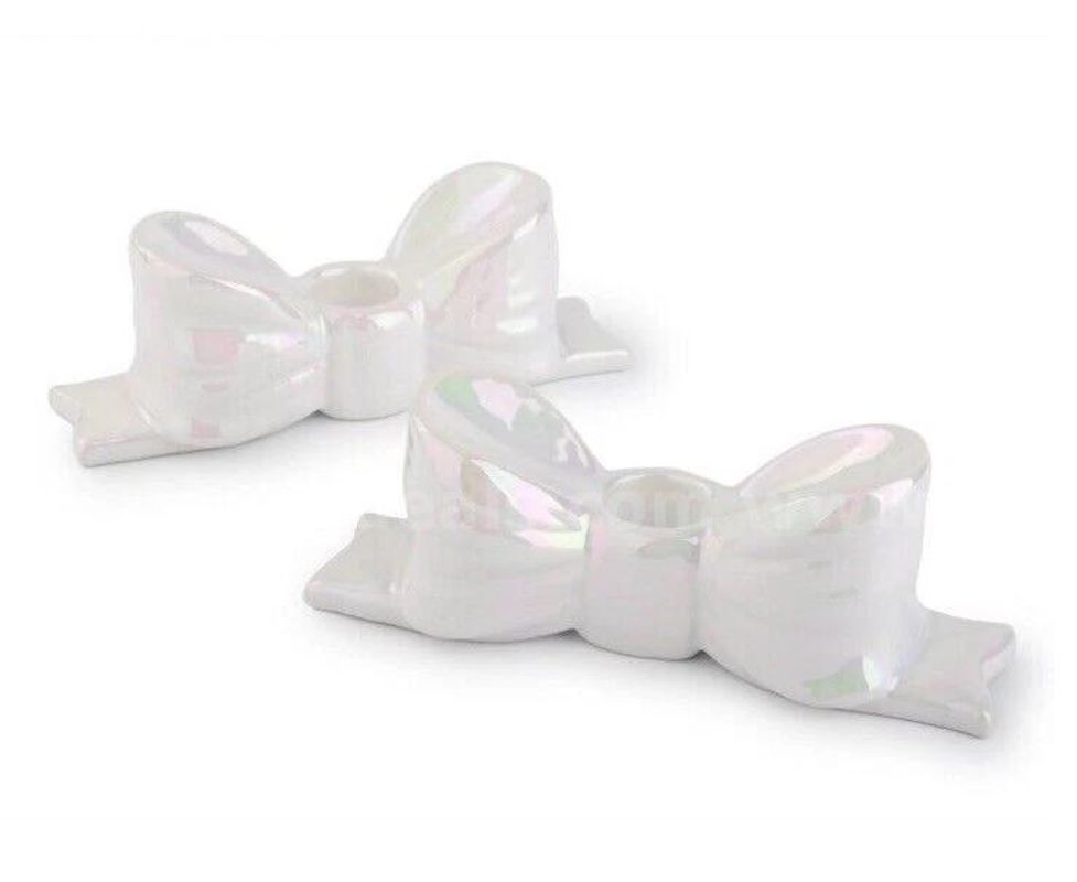 Brand New - 2 Pack - Bow Ceramic Candle Holders - Shipping Available