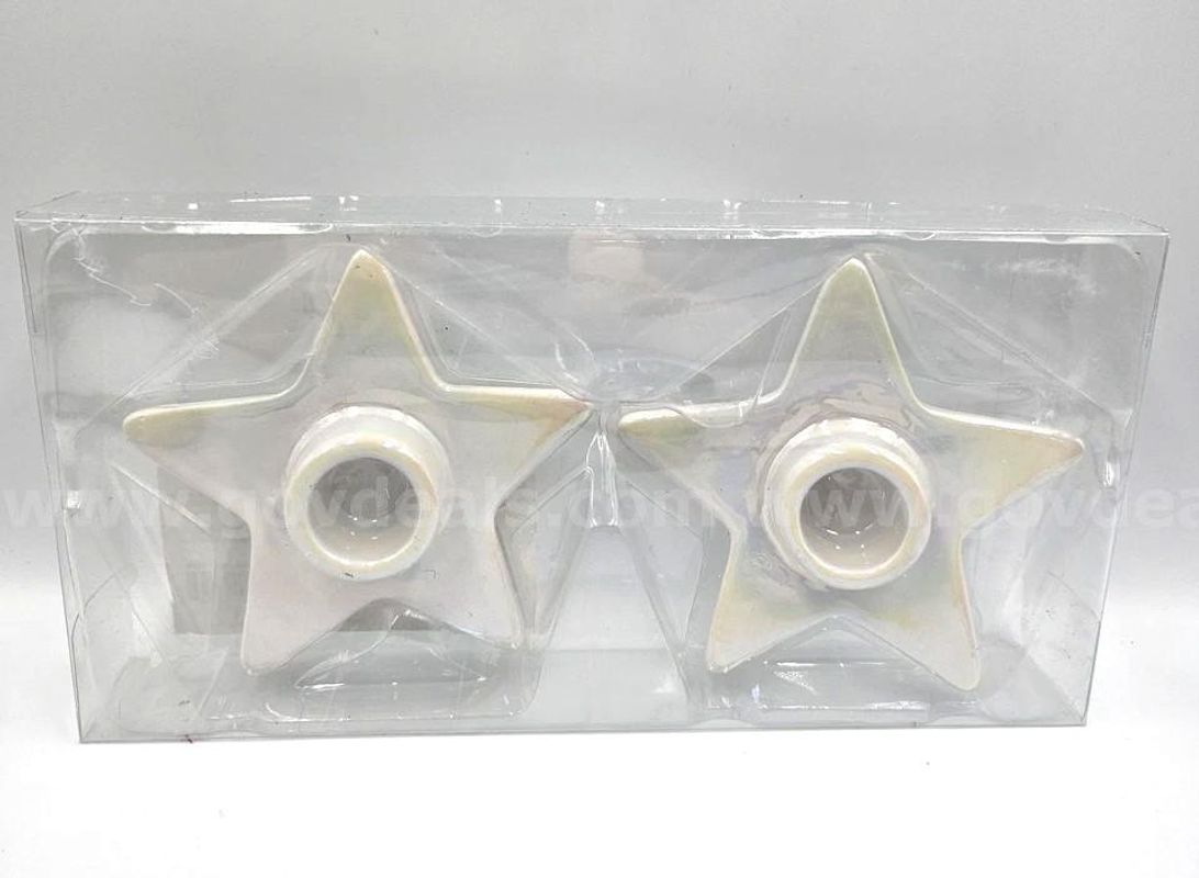 Brand New - 2 Pack - Star Ceramic Taper Candle Holders - Shipping Available