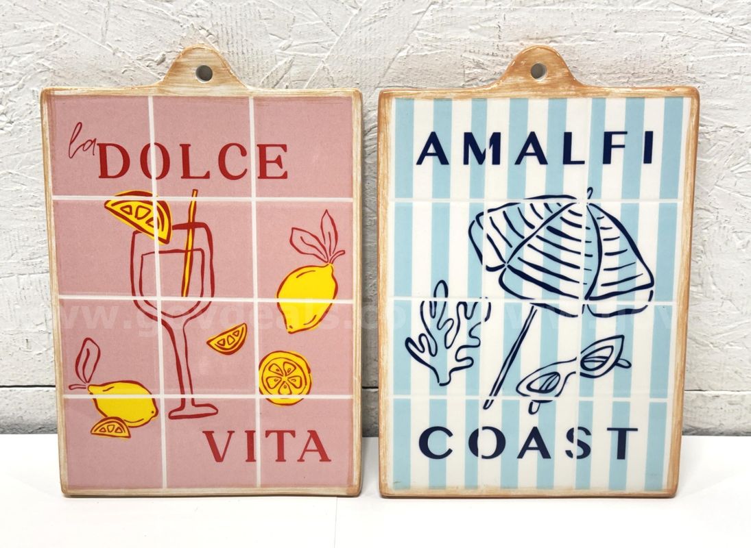 Brand New - 2PCS - Ceramic Wall Decor Boards Dolce Vita, Pink and Amelfi Coast, Blue - Shipping Available