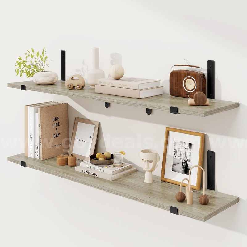 Brand New - 2 PCS - 36" Floating Rustic Long Wall Shelves, Grey - Shipping Available