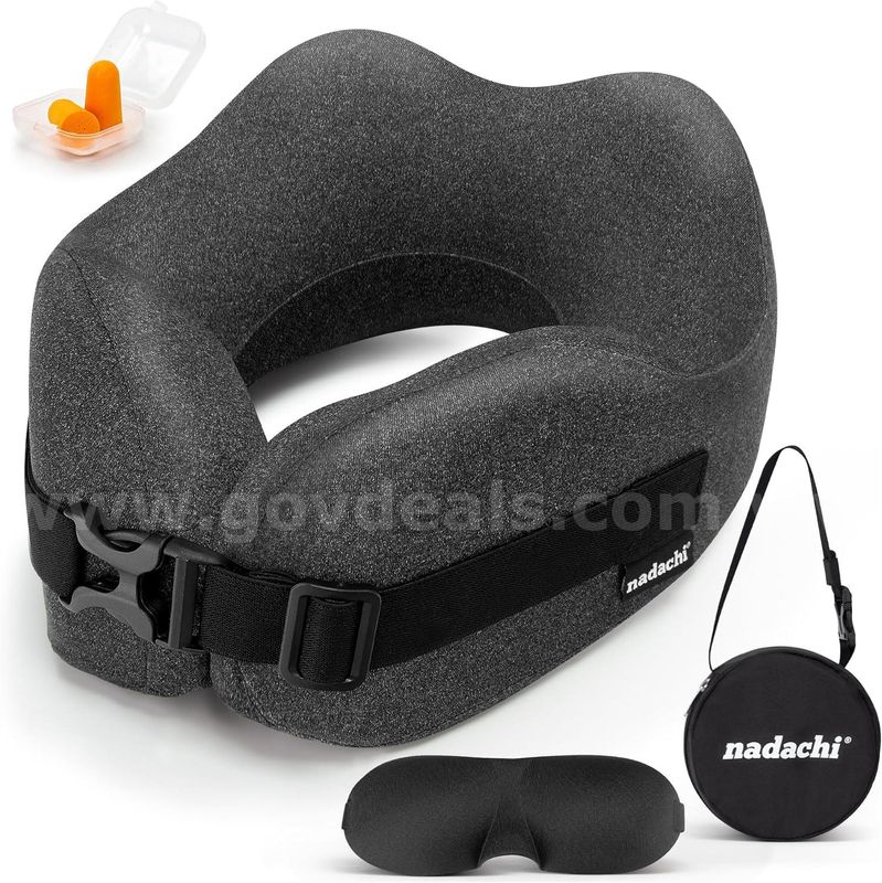 Brand New - Neck Pillow Airplane Travel Set - Pure Memory Foam Neck Pillow, Gray - Shipping Available
