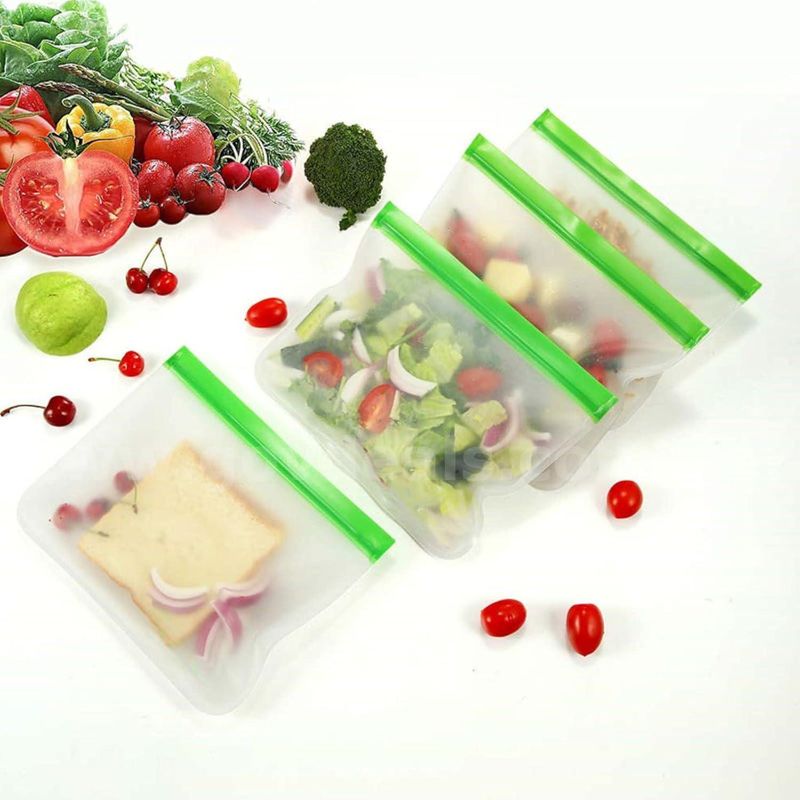 Brand New - Lot of 100 Reusable Food Storage Bag, Green - Shipping Available