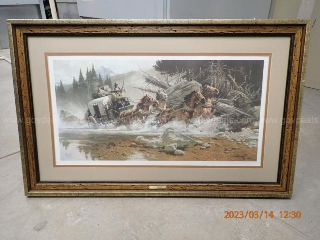 “The Fording” Framed Print – Wood Frame with Glass – 36.5" x 22.75"