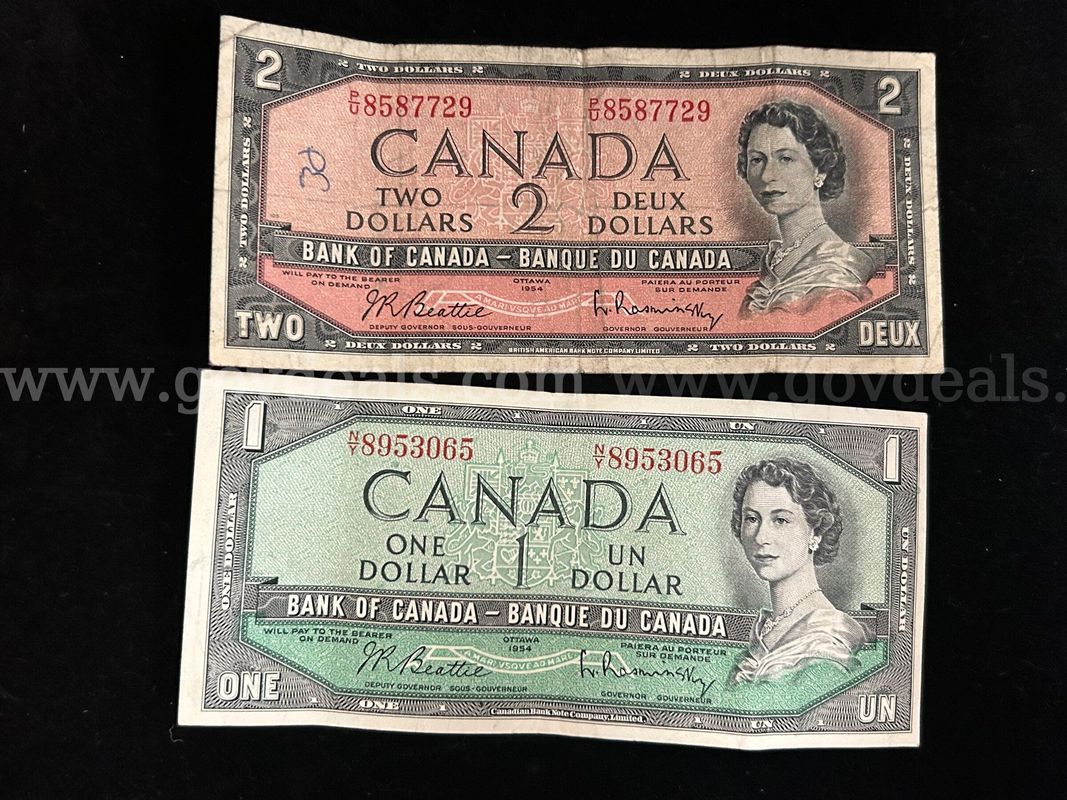 Two Forein Currency & Forty Foreign Coins