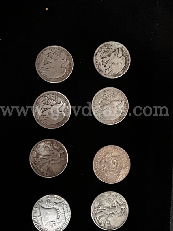 THREE US MORGAN DOLLAR COINS & EIGHT US HALF DOLLARS (6) WALKING LIBERTY, (1) FRANKLIN, (1) 1964 KENNEDY