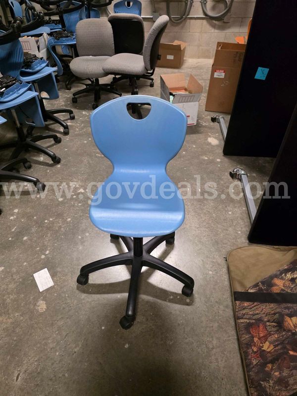 Plastic blue swivel chairs