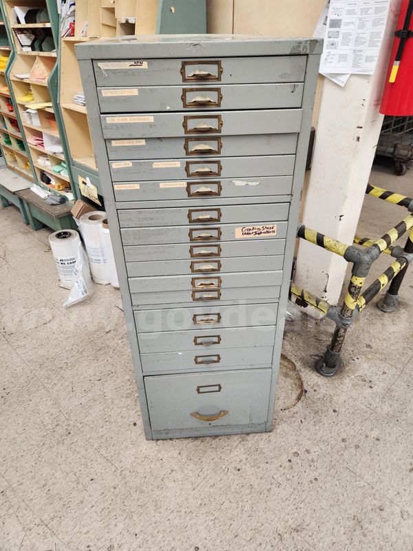 Vintage 16 Drawer Metal Forms Cabinet. PSN 203 -