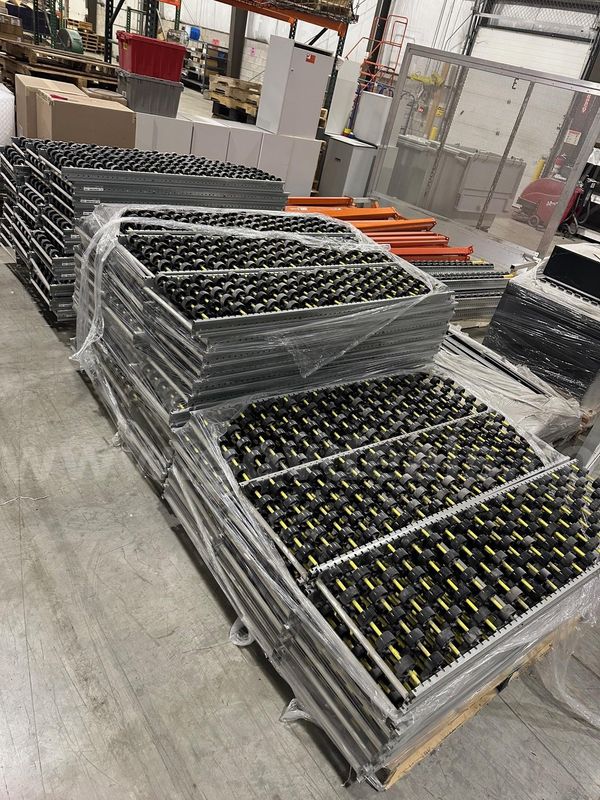 244 Piece Lot of Pallet and Container Racking, Interroll Rollers
