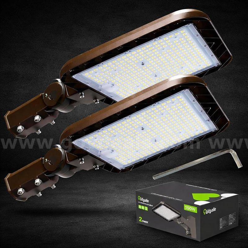 FREE SHIPPING NEW Lot of 2 – 150W LED Parking Lot Lights 22500LM Slip Fitter Mount