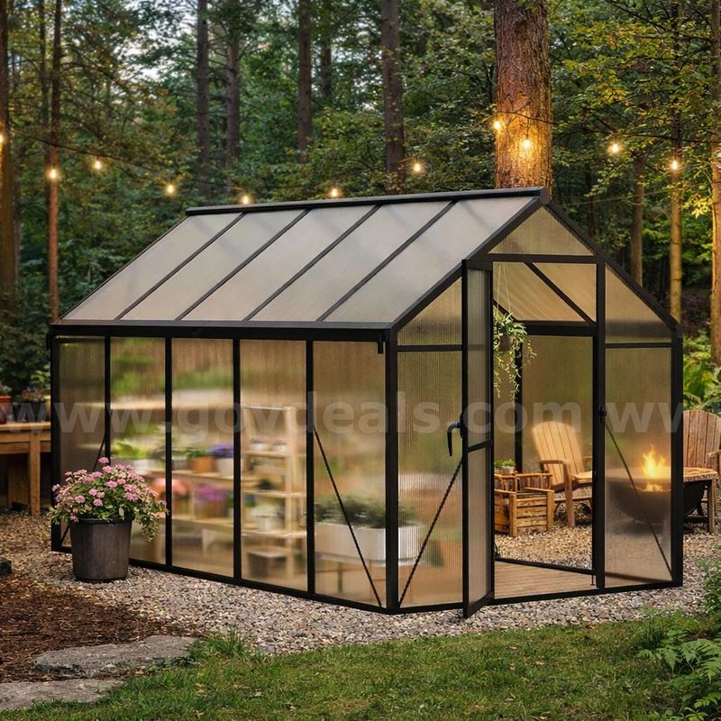 FREE SHIPPING - 6x10 Polycarbonate Outdoor Greenhouse w/ Aluminum Frame & Roof Vent