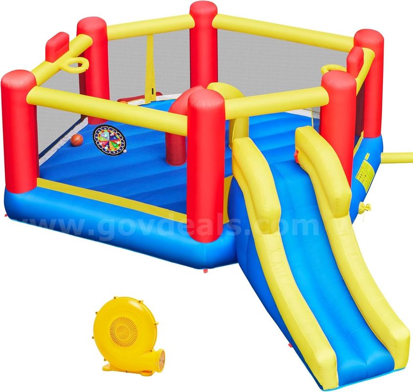 FREE SHIPPING NEW- Inflatable White Bounce House for Kids w Blower-Portable, Large Ball Pool and Jump Space 3in1 Bouncy