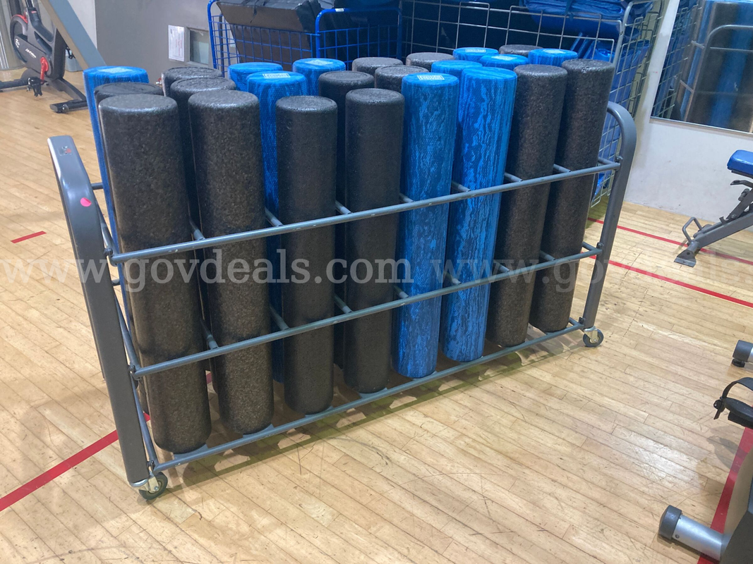Lot of 24 Power Systems Foam Fitness Items with Rolling Rack