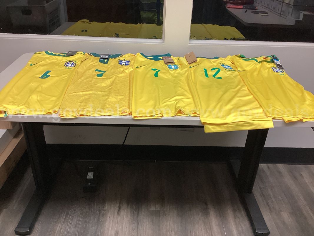 Lot of 5 Brazil National Soccer Jerseys 