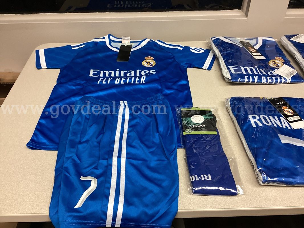 Lot of 7 Madrid Soccer Jersey sets with shorts and socks 