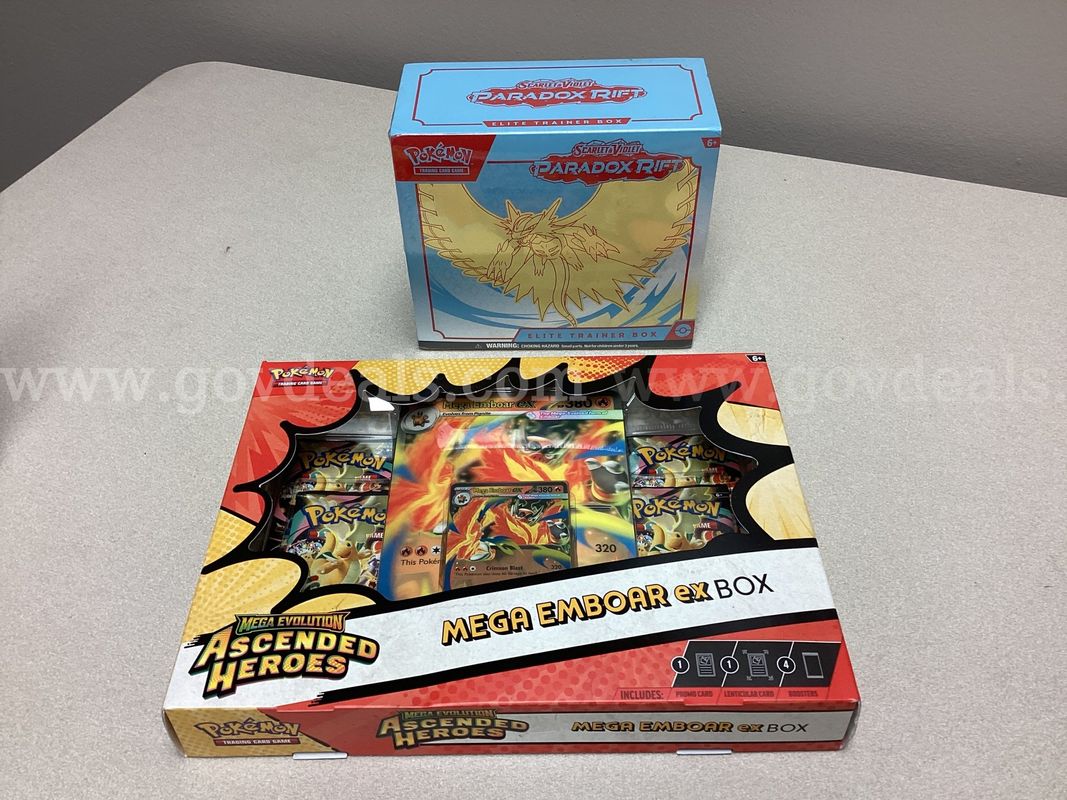    Pokémon Mega Evolution Ascended Heroes Mega Emboar ex Box, Paradox Rift Elite Training Box 