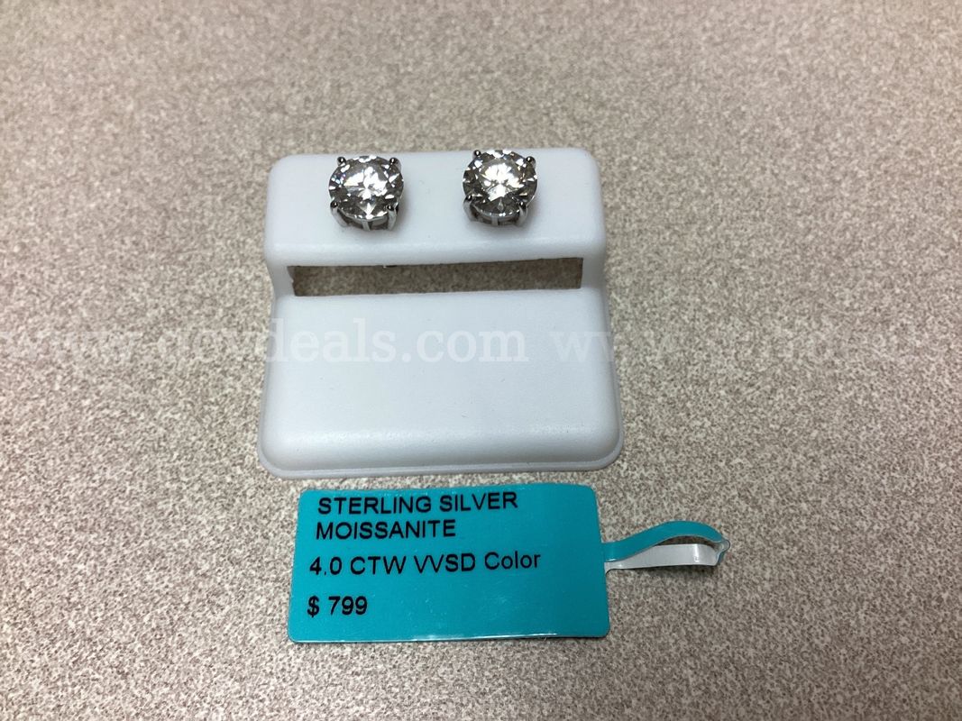 Sterling Silver Moissanite earrings , 4.0 CTW VVSD Color ( retail $799.00 )