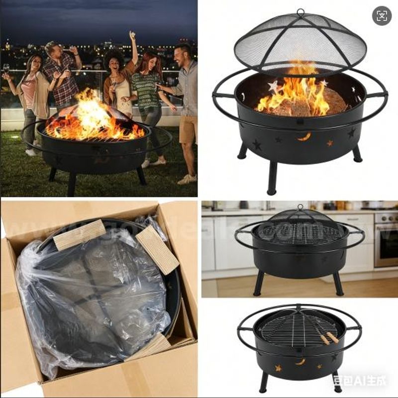 SHIPPING AVAILABLE 32 Inch Outdoor Wood Burning Pits, Portable Firepit (A3-2A)