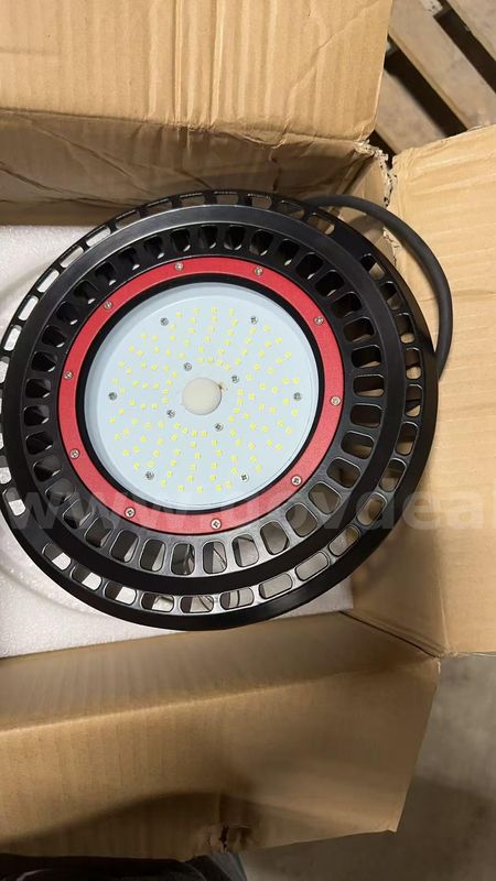SHIPPING AVAILABLE LED UFO High Bay Light 100W 5000K Daylight ETL Certified IP65 for Warehouse Garage (Red Trim) (5-08)