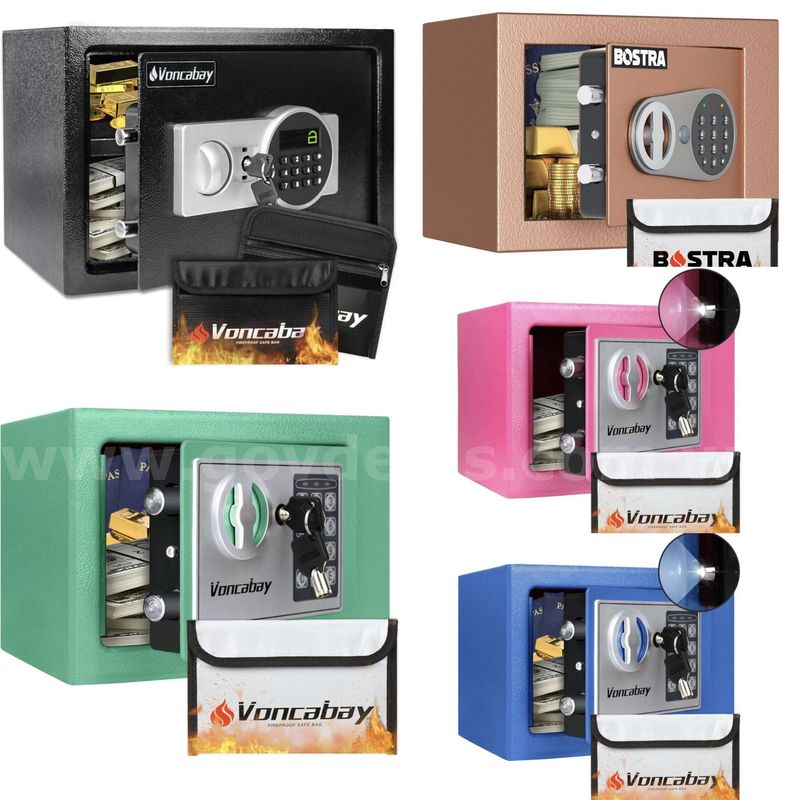 SHIPPING AVAILABLE Lot of 10 , Voncabay Money Safe Box for Home with Sensor Light & Fireproof Money Bag, Securit Box 888