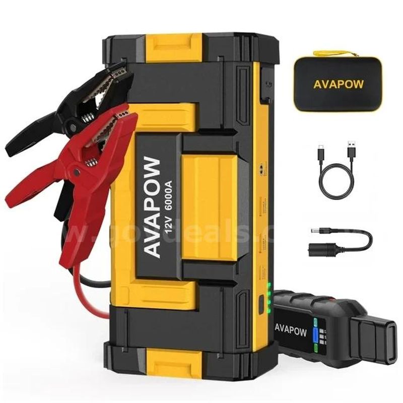 SHIPPING AVAILABLE AVAPOW W68 6000A Car Battery Jump Starter, 12V Portable Jump Box for All Gas & Up to 12L (W-68u)