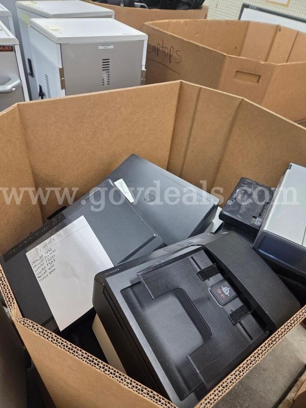 Lot of Printers, Scanners, Televisions, Overhead Projectors, Promethean Board Stands and Accessories