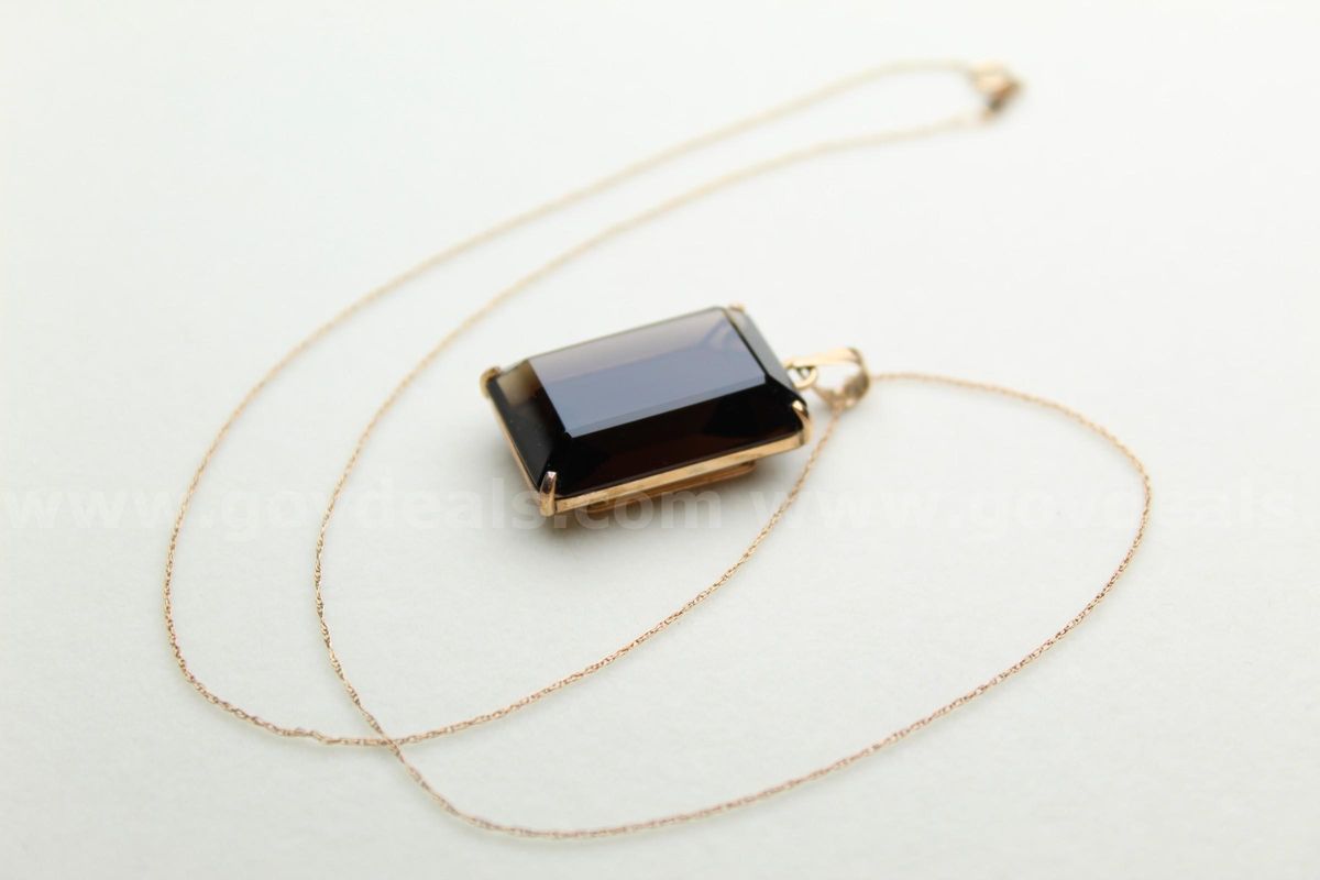 14K Rose Gold Smoky Quartz Pendant on 10K Chain
