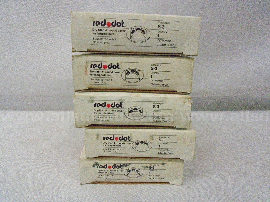 *New* (Lot Of 5) Red Dot S-3 Dry-Tite 4" Round Cover For Lampholders