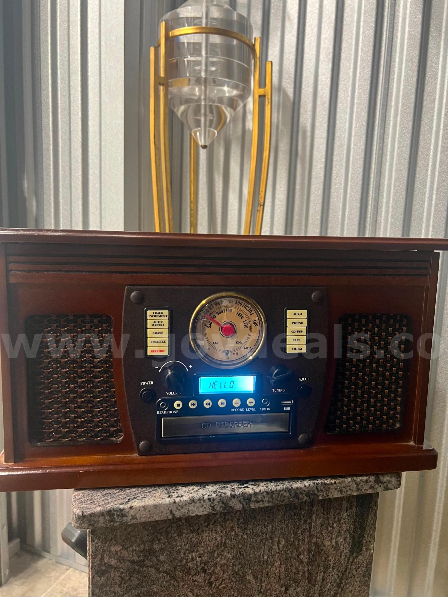 Innovative Technology Wood Cabinet Vinyl to Recordable, CD, and Music Center