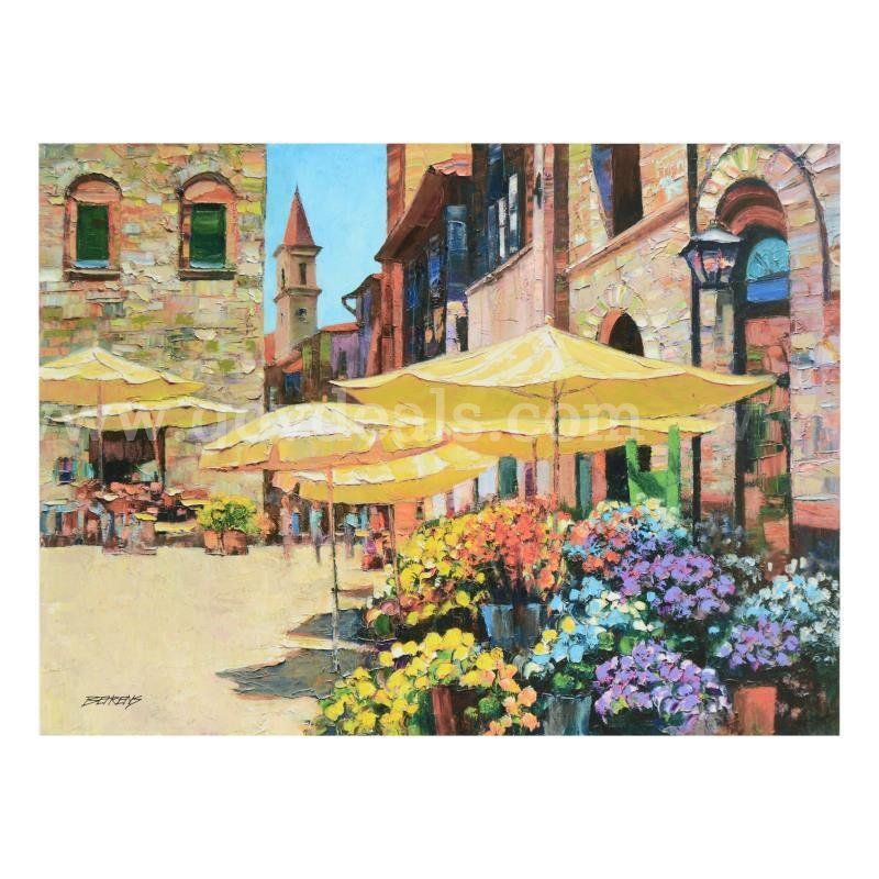 Howard Behrens (1933-2014), "Siena Flower Market" Limited Edition Fine Art