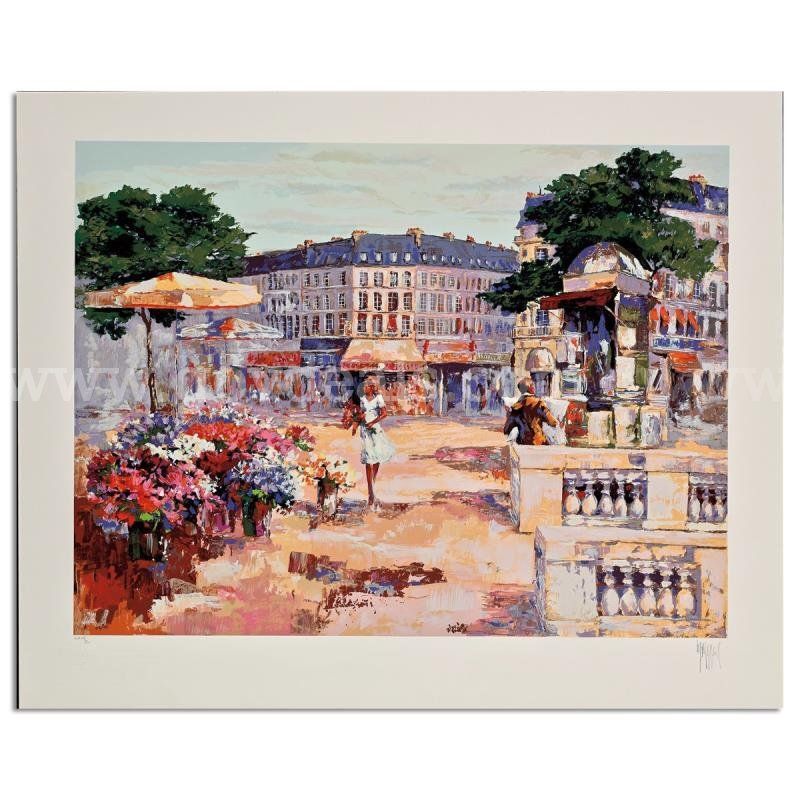 Mark King (1931-2014), "Flower Market" Limited Edition Fine Art