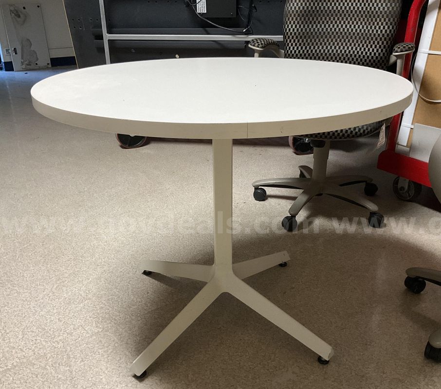 Modern White Round Pedestal Bistro Table / Office Meeting Table 36"
