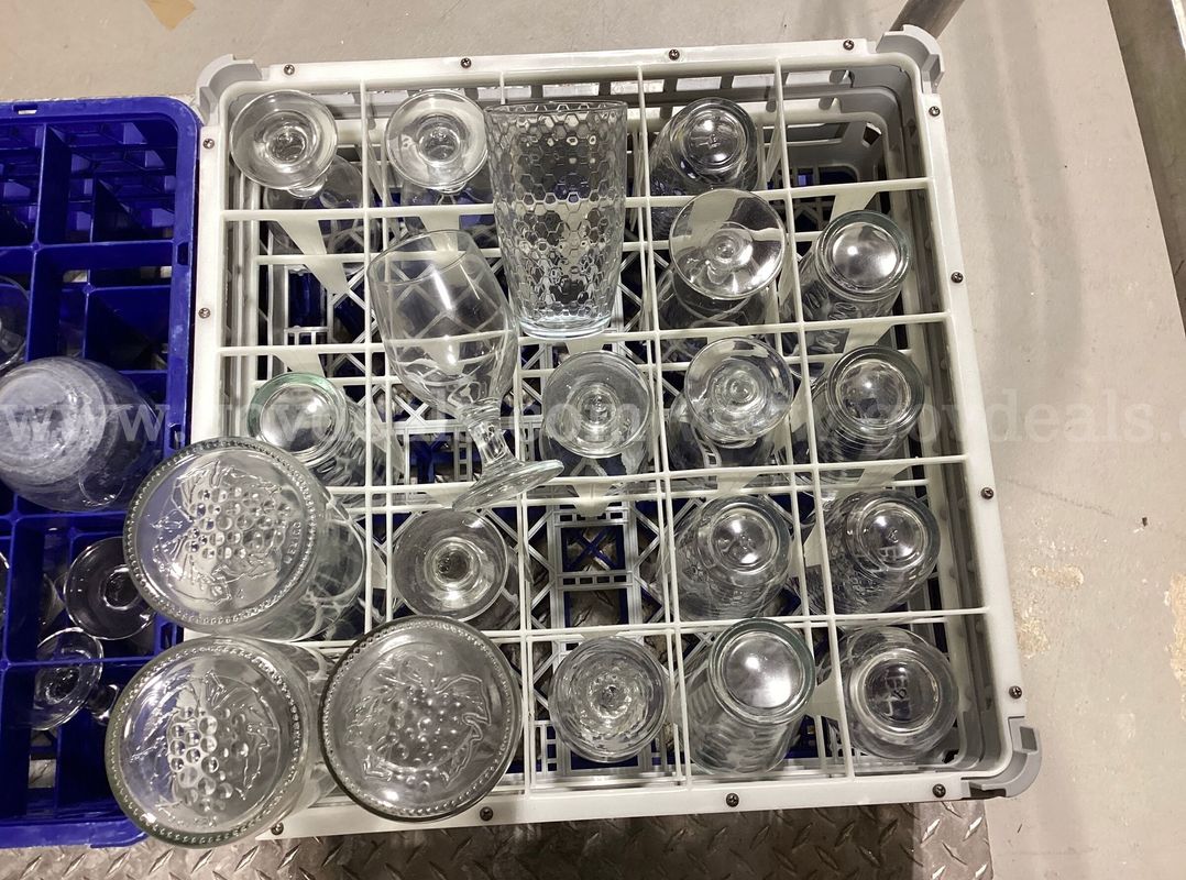 Bulk Lot of 47 Glass Wine/Water Goblets & 3 Clear Glass Pitchers - 50 Pcs Total